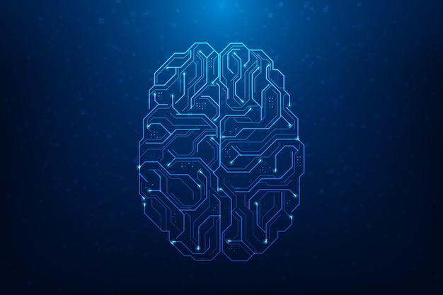 brain artificial intelligence and learning line circuit technology brainstorm science digital chip