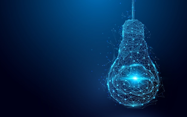 Brain in a lightbulb form lines particle