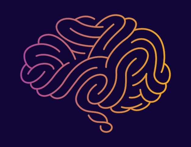 Brain logo icon digital symbol template of science innovation machine learning or ai psychology