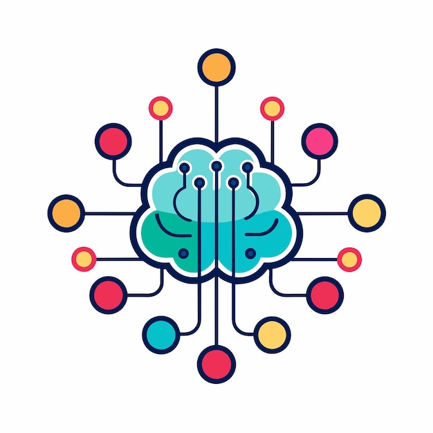 Brain simple data technology logo Creative brain connect dots technology logo design vector