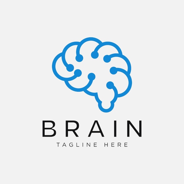 Brain technology logo designs concept techno brain logo template
