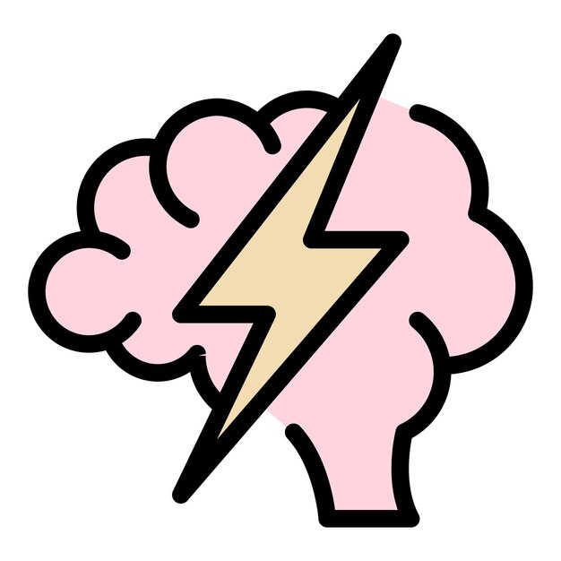 Brain thinking icon outline vector Critical think Mind skill color flat