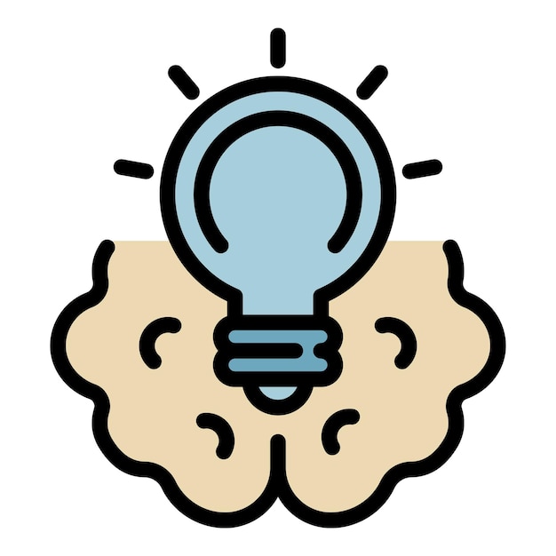 Brainstorming bulb idea icon Outline brainstorming bulb idea vector icon color flat isolated