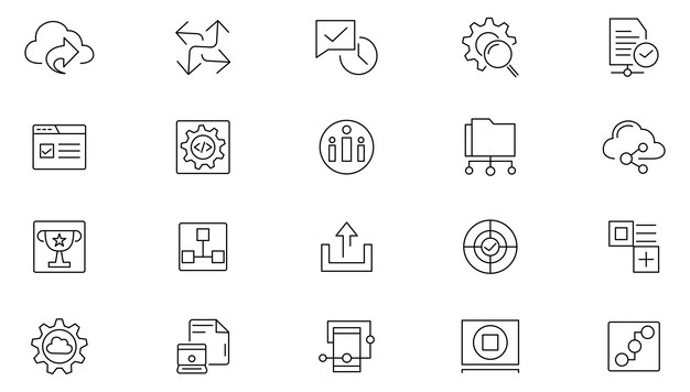 Branding line icon set Containing marketing product brand value design logo brand development icon