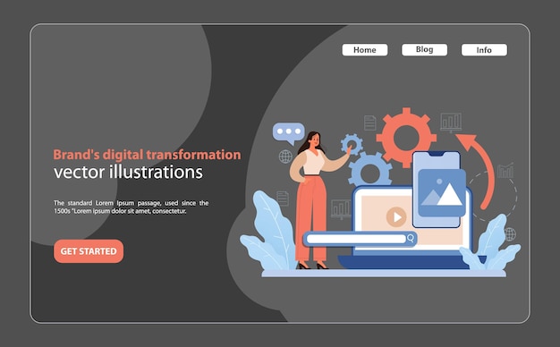 Brands digital transformation a modern vector illustration that captures the dynamic process of a