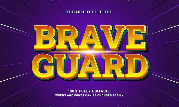 brave guard editable text effect with a hero and super text style