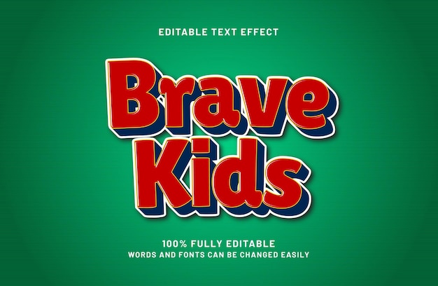 brave kids editable text effect in game and kids text style