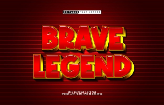 brave legend editable text effect with a hero and super text effect