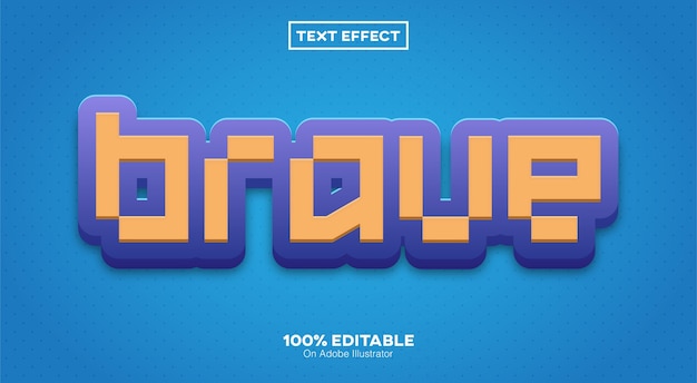 Brave Text Effect isolated on blue