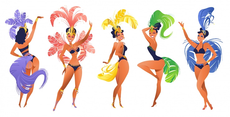 Vektör brezilyalı samba dansçıları seti