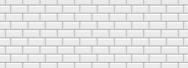 Brick wall outline grid. Ceramic pattern. Seamless metro background. White kitchen background