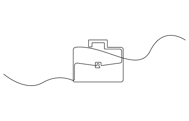 Briefcase as one line continuous outline vector illustration Line art business briefcase