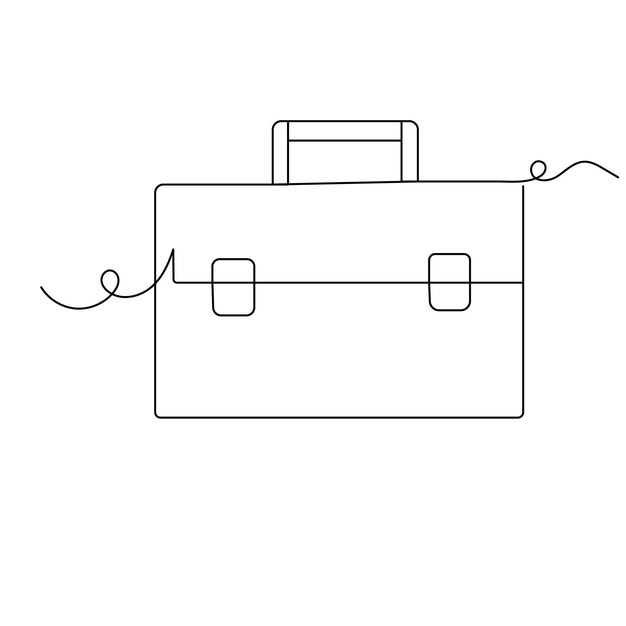 Briefcase icon continuous one line drawing outline vector illustration