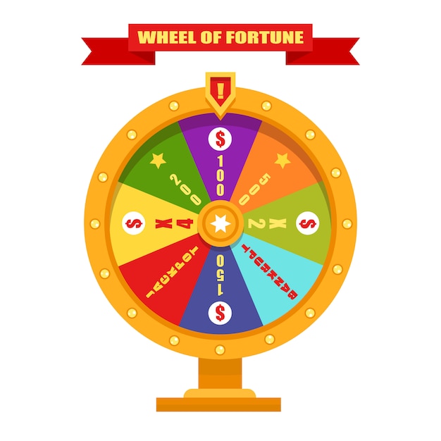 Bright and gold fortune wheel.  illustration, flat design.