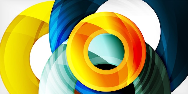 Bright colorful circles with light effects abstract background