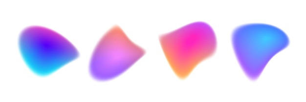 Bright colorful gradient blob set Liquid blur gradation background collection Iridescent blurry ir