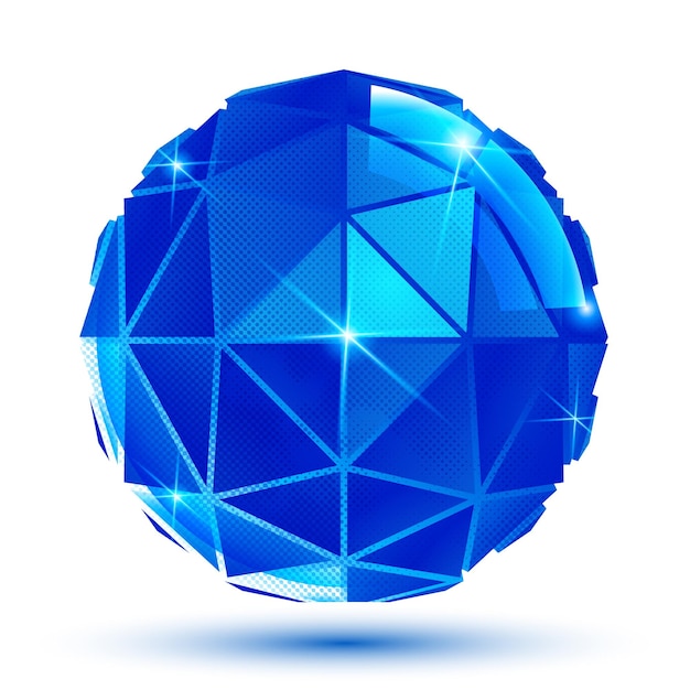 Bright facet radiance 3d eps10 spherical object with sparkles isolated on white background.