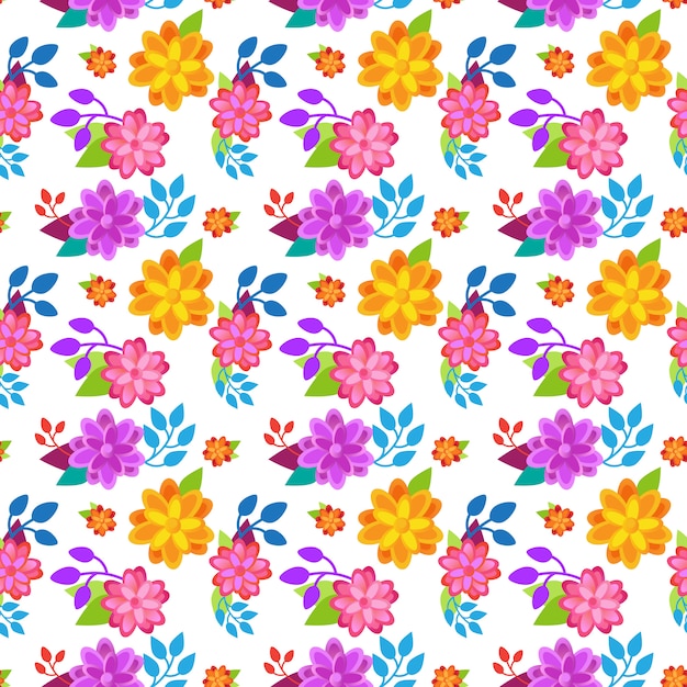 Bright Flowers Seamless Pattern Spring Colorful Floral Ornament