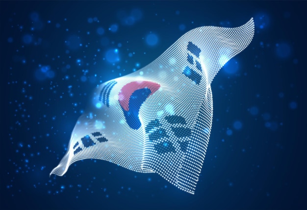 bright glowing country flag of Korea