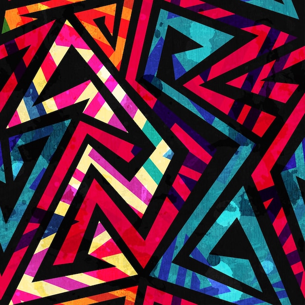 Bright labyrinth seamless pattern with grunge effect