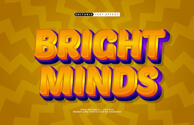 bright minds editable text effect with a kids and game text style