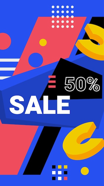  bright modern abstract sale illustration with geometric shape elements and word sale