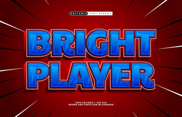 bright player editable text effect with a kids and hero text style