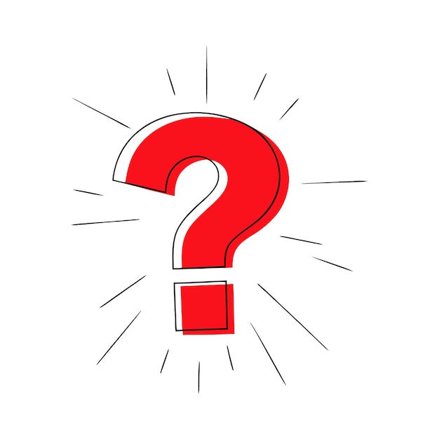 Bright Red Question Mark with Radial Lines