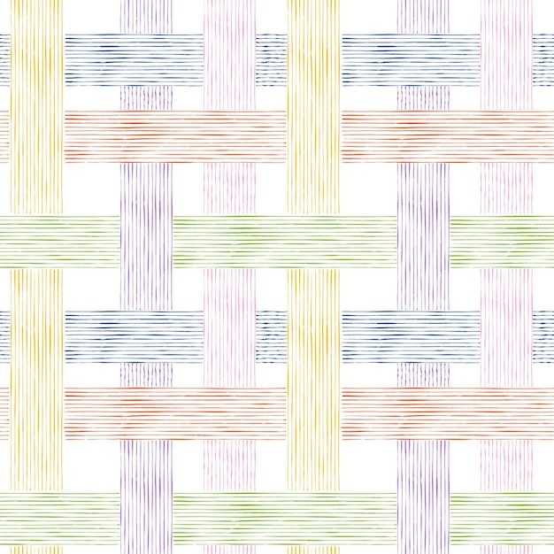 Bright seamless pattern of intertwining lines Weaving threads Linear colorful illustration