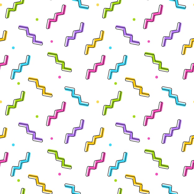  bright seamless pattern with zig zag stripes and dot on white background