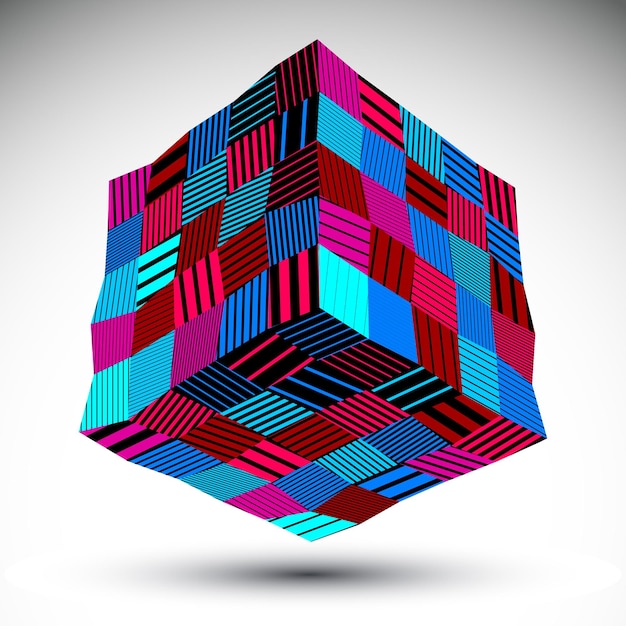 Bright undulate squared eps8 contrast object with parallel lines. Symmetric rectangular object for graphic design. Vivid stencil model.