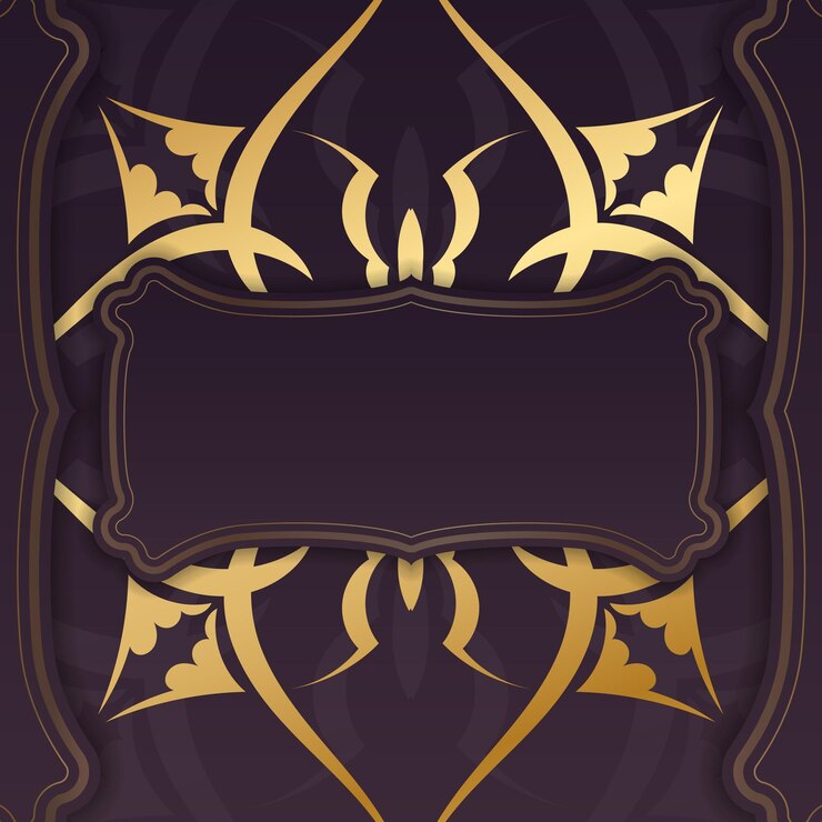 Vektör brochure template burgundy with indian gold ornaments for your design.