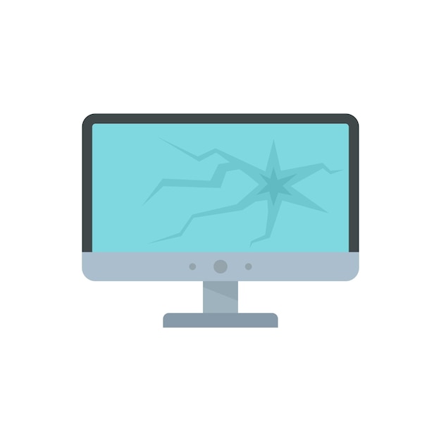Broken computer monitor icon Flat illustration of broken computer monitor vector icon isolated on white background