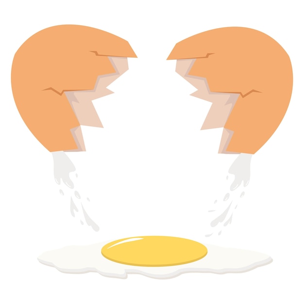 Broken egg shell vector with yolk vector