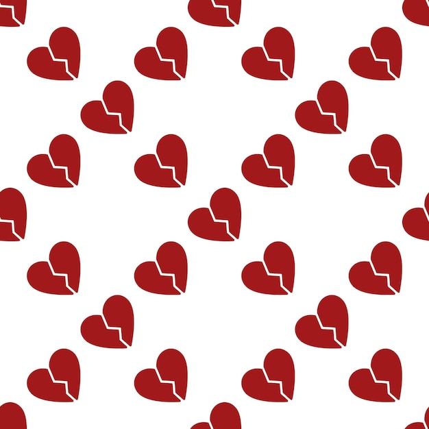 Broken heart vector concept red seamless pattern