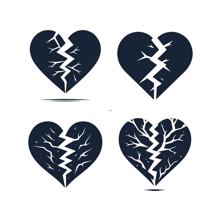 Vektor broken hearts silhouette isolated vector illustration