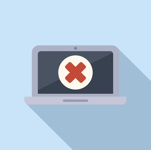 broken laptop icon flat vector button tool error software pc project