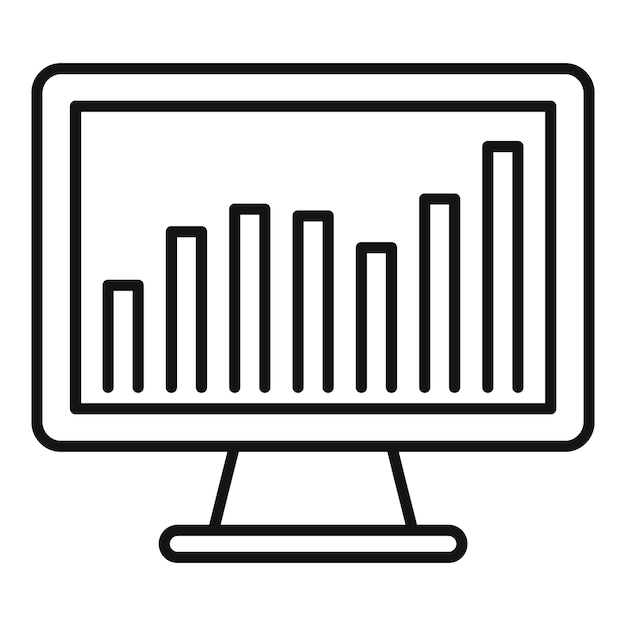 Broker trade monitor icon Outline Broker trade monitor vector icon for web design isolated on white background