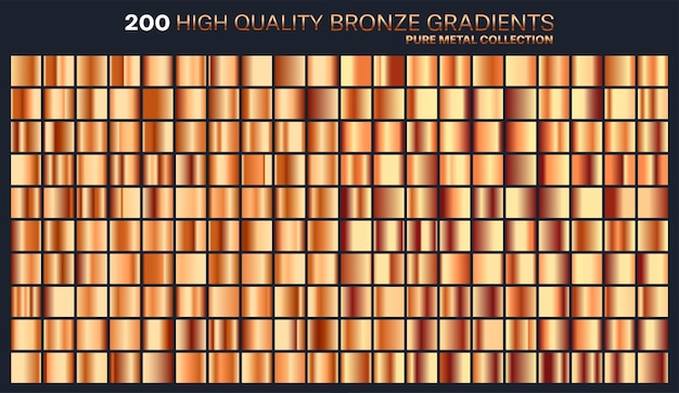 Bronze gradient pattern template set of colors for design collection of high quality gradients
