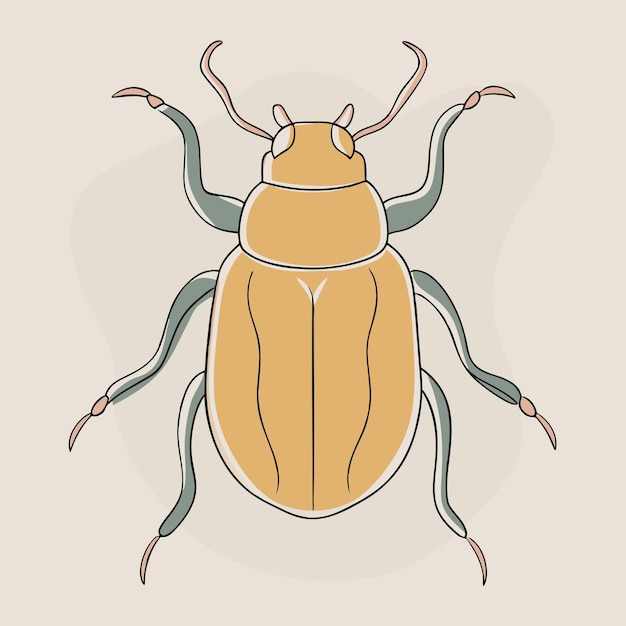 brown beetle one line drawing sketch with simple line art 13