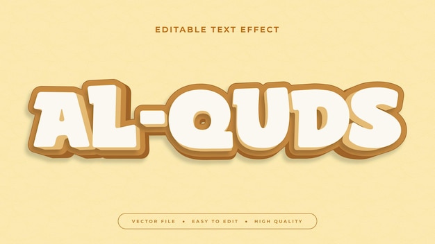 Brown yellow and white alquds 3d editable text effect font style
