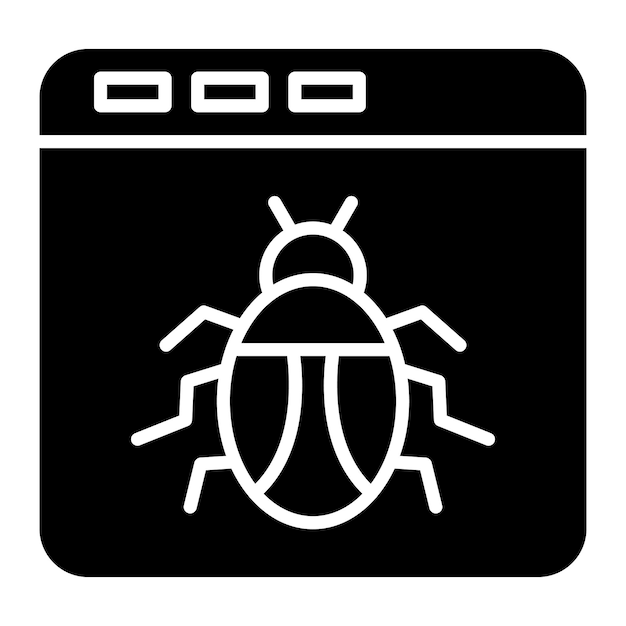 browser hacked glyph solid black illustration