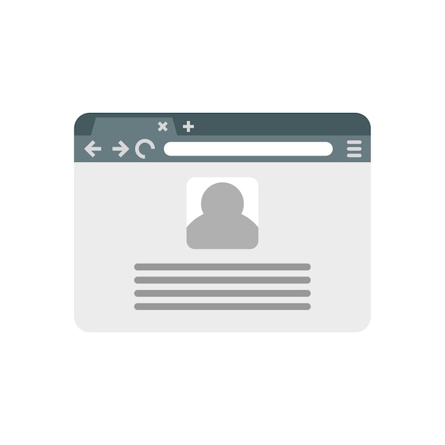 Browser window icon flat vector Internet computer Bar interface isolated