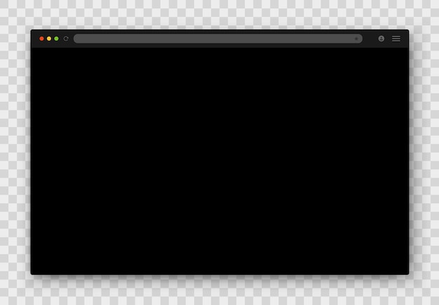 browser window realistic black empty browser window with shadow on transparent background