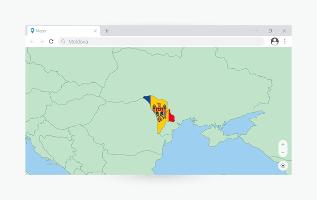 browser window with map of moldova searching moldova in internet