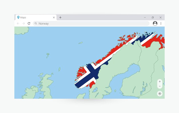 browser window with map of norway searching norway in internet