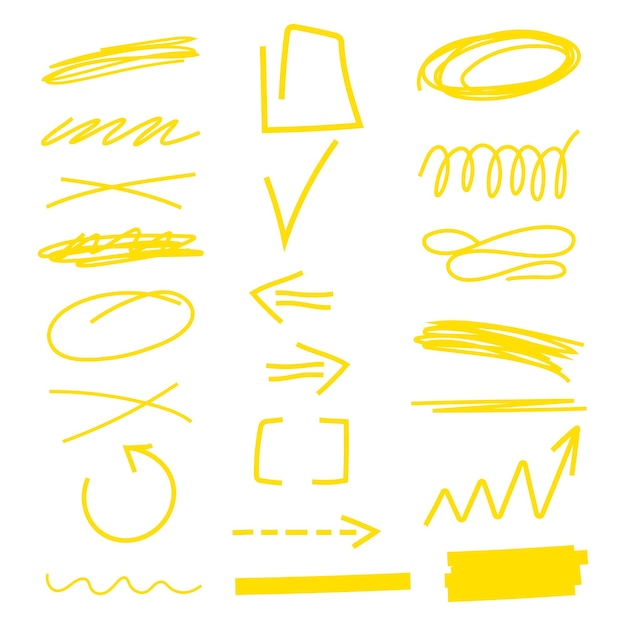 brush highlight yellow vector collection of bruches set vector