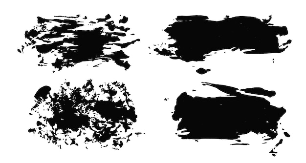 brush strokes vector paintbrush set grunge design elements rectangle text boxes dirty distress texture banners ink splatters grungy painted objects