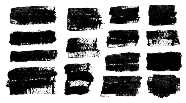 brush strokes vector paintbrush set grunge design elements rectangle text boxes dirty distress texture banners ink splatters grungy painted objects