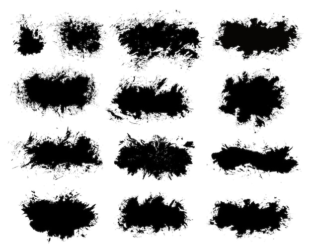 brush strokes vector paintbrush set round grunge design elements long text boxes dirty texture banners ink splatters painted objects